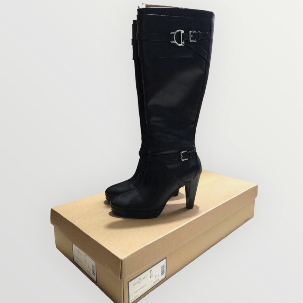 Cole Haan Poppy Bit Boot Black Leather Boots Nike Air Size 8B